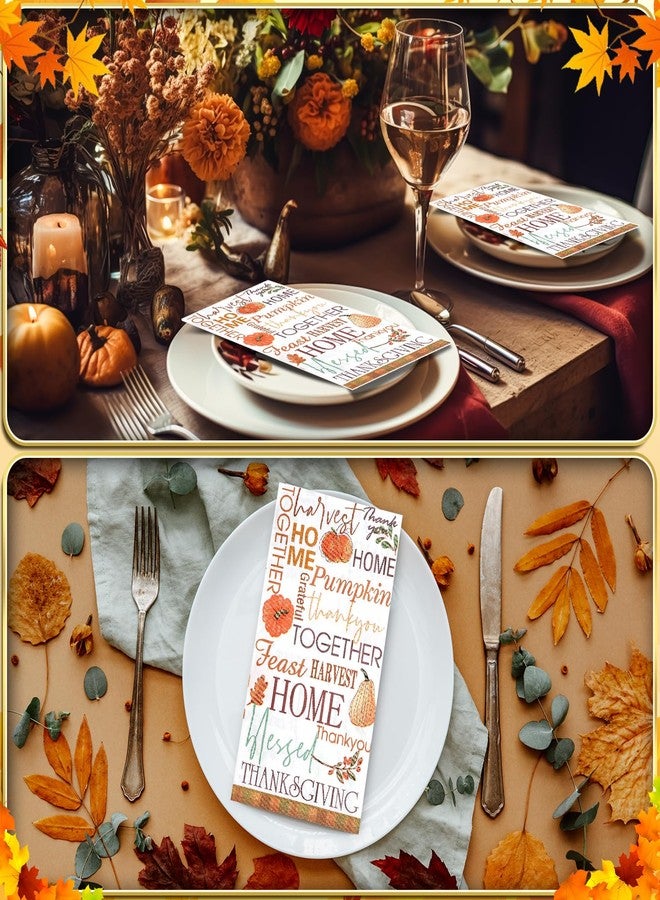 Hallswl 100pcs Fall Paper Napkins,Disposable Thanksgiving Guest Napkins Pumpkin Paper Hand Towels for Autumn Harvest Thanks Theme Party Table Home Kitchen Bathroom Decorations,7.9 * 4.3inch - Image 4